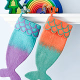 Bota navideña de cola de sirena de lana