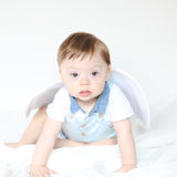 Alas de Dragón Blancas de holograma y manchas azul marino de terciopelo