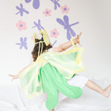 Alas fantásticas Amarilla con manchas verdes claro y cola verde con tul