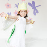 Alas fantásticas Amarilla con manchas verdes claro y cola verde con tul