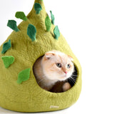Cueva de lana para gatos "Hojas verdes"