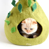 Cueva de lana para gatos "Hojas verdes"
