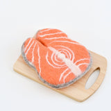 Rebanada de salmón de fieltro de lana