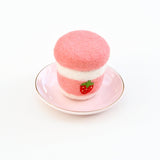 Botella de yogur de fresa de lana