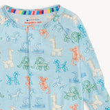 Pijama con pies convertibles y cierres magnéticos  "Blue Party Animals Glow in the dark"