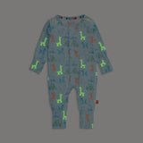 Pijama con pies convertibles y cierres magnéticos  "Blue Party Animals Glow in the dark"