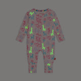 Pijama con pies convertibles y cierres magnéticos  "Blue Party Animals Glow in the dark"