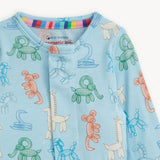 Pijama entera con cierres magnéticos "Blue Party Animals Glow" azul y rosa