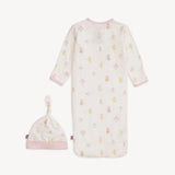 Set de Saquito y gorro para bebés con cierre magnético "Pink baby beats"