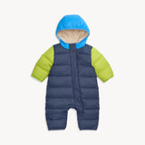 Trajecito Azul puffer para bebes con cierres magnéticos