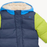 Trajecito Azul puffer para bebes con cierres magnéticos