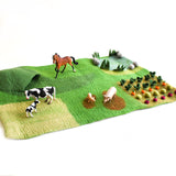 Tapete grande de juego del paisaje de granja y campo