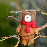 Juguete y decoración Navideño de oso pardo de lana