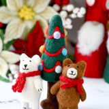 Juguete y decoración Navideño de pino decorado con luces de lana