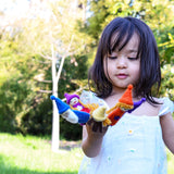 Set de títeres de duendes coloridos del arco iris