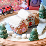 Casita de galleta de jengibre de Navidad de fieltro de lana color Rosa