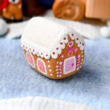 Casita de galleta de jengibre de Navidad de fieltro de lana color Rosa