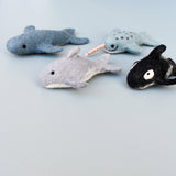 Juguetes de mamíferos marinos oceánicos de fieltro: orca, ballena, delfín, narval