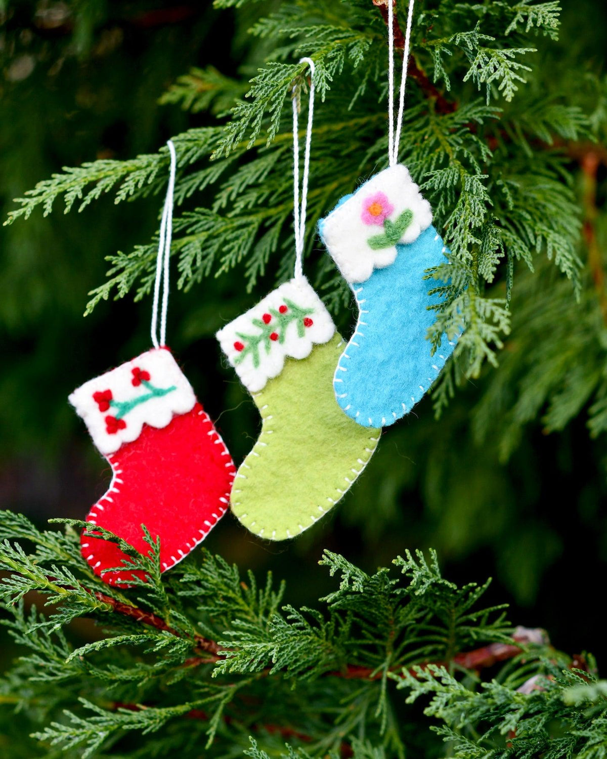 Adorno de árbol de Navidad de botitas de lana