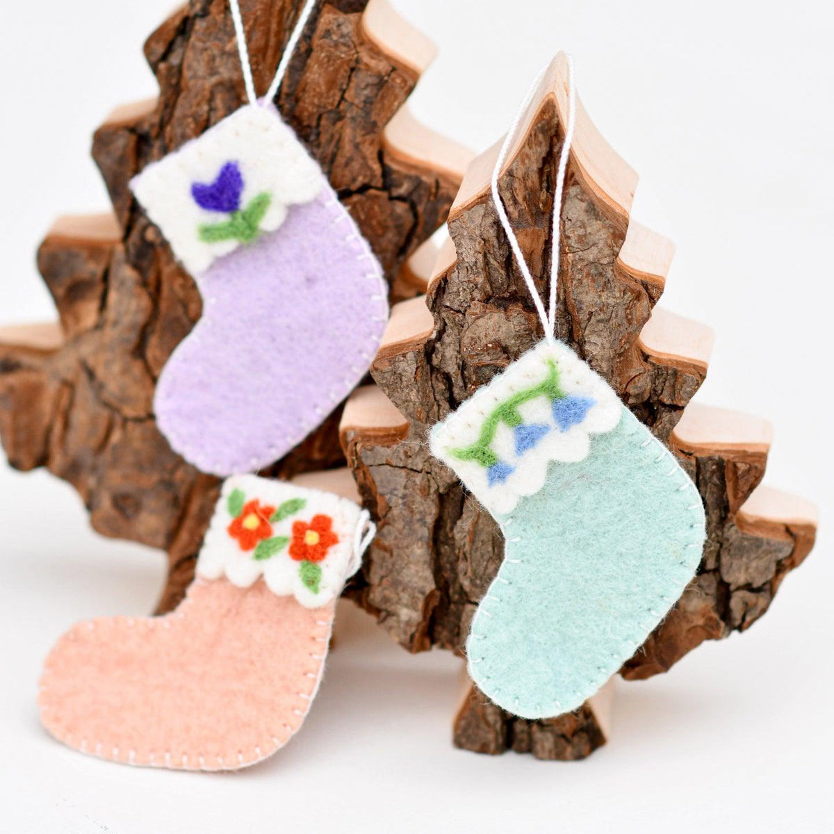 Adorno de árbol de Navidad de botitas de lana