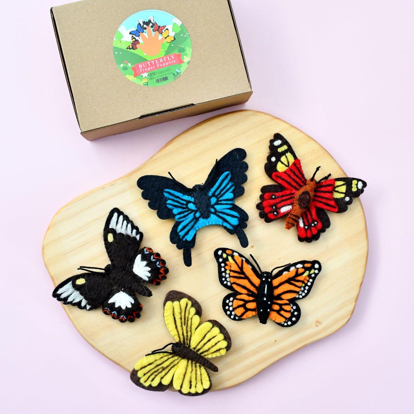 Títeres de dedo de mariposas de fieltro de lana - foto 2