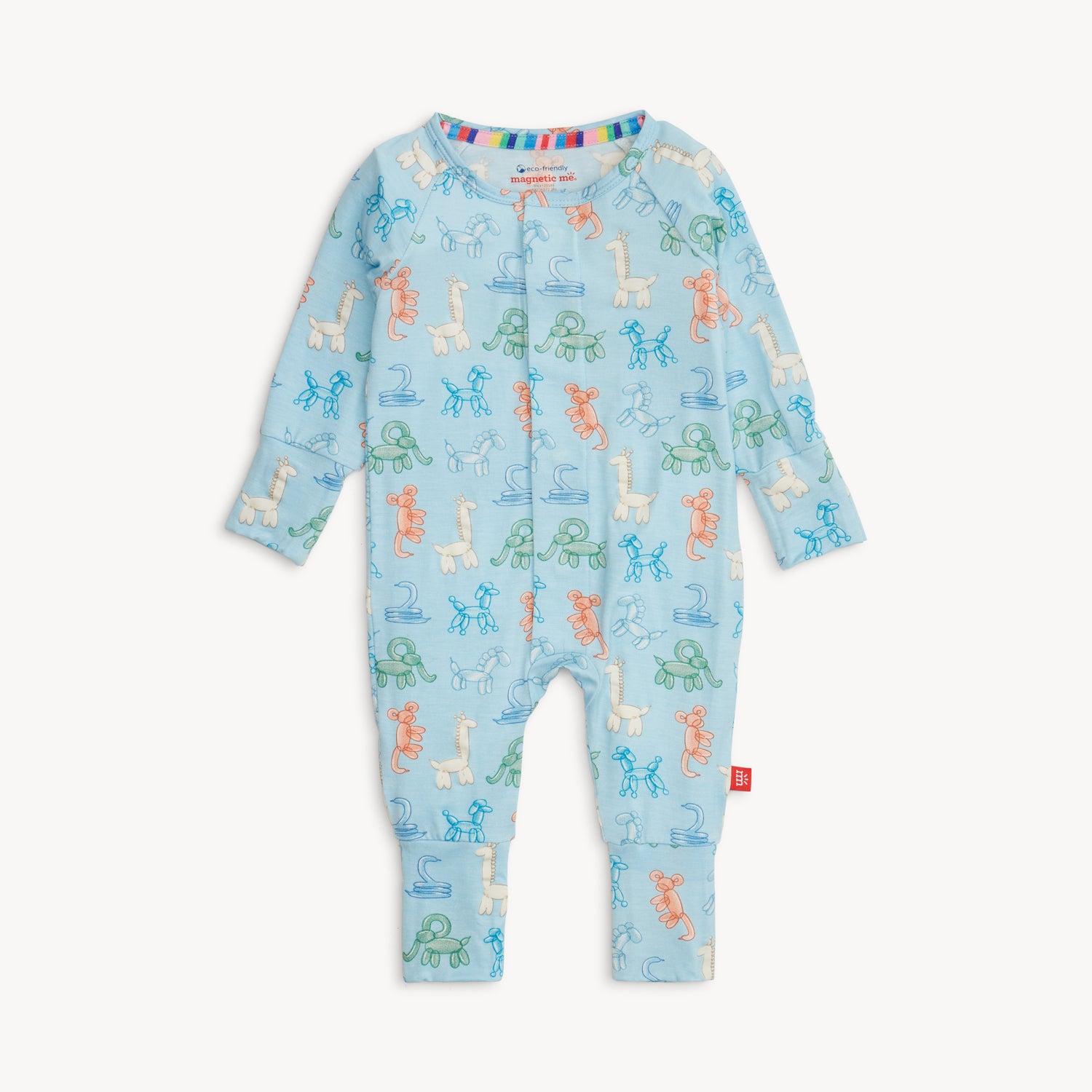 Pijama con pies convertibles y cierres magnéticos  "Blue Party Animals Glow in the dark"