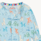 Pijama con pies convertibles y cierres magnéticos  "Blue Party Animals Glow in the dark"