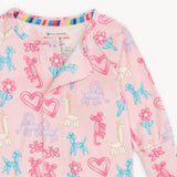 Pijama con pies convertibles y cierres magnéticos  "Blue Party Animals Glow in the dark"