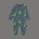 Pijama entera con cierres magnéticos "Blue Party Animals Glow" azul y rosa
