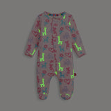 Pijama entera con cierres magnéticos "Blue Party Animals Glow" azul y rosa