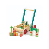Andador caminador con bloques de madera