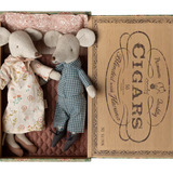 Grandma and grandpa mice in cigarbox