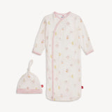 Set de Saquito y gorro para bebés con cierre magnético "Pink baby beats"