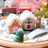 Casita de galleta de jengibre de Navidad de fieltro de lana color Rosa