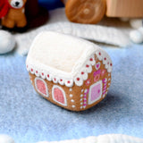 Casita de galleta de jengibre de Navidad de fieltro de lana color Rosa