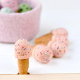 Set de Helado de fresa con chispas de fieltro