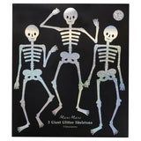 Decoraciones de Halloween: esqueletos gigantes articulados con diamantina (x3)