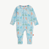 Pijama con pies convertibles y cierres magnéticos  "Blue Party Animals Glow in the dark"