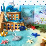 Tapete grande de juego de paisaje de Mar, Playa y pozas rocosas de lana