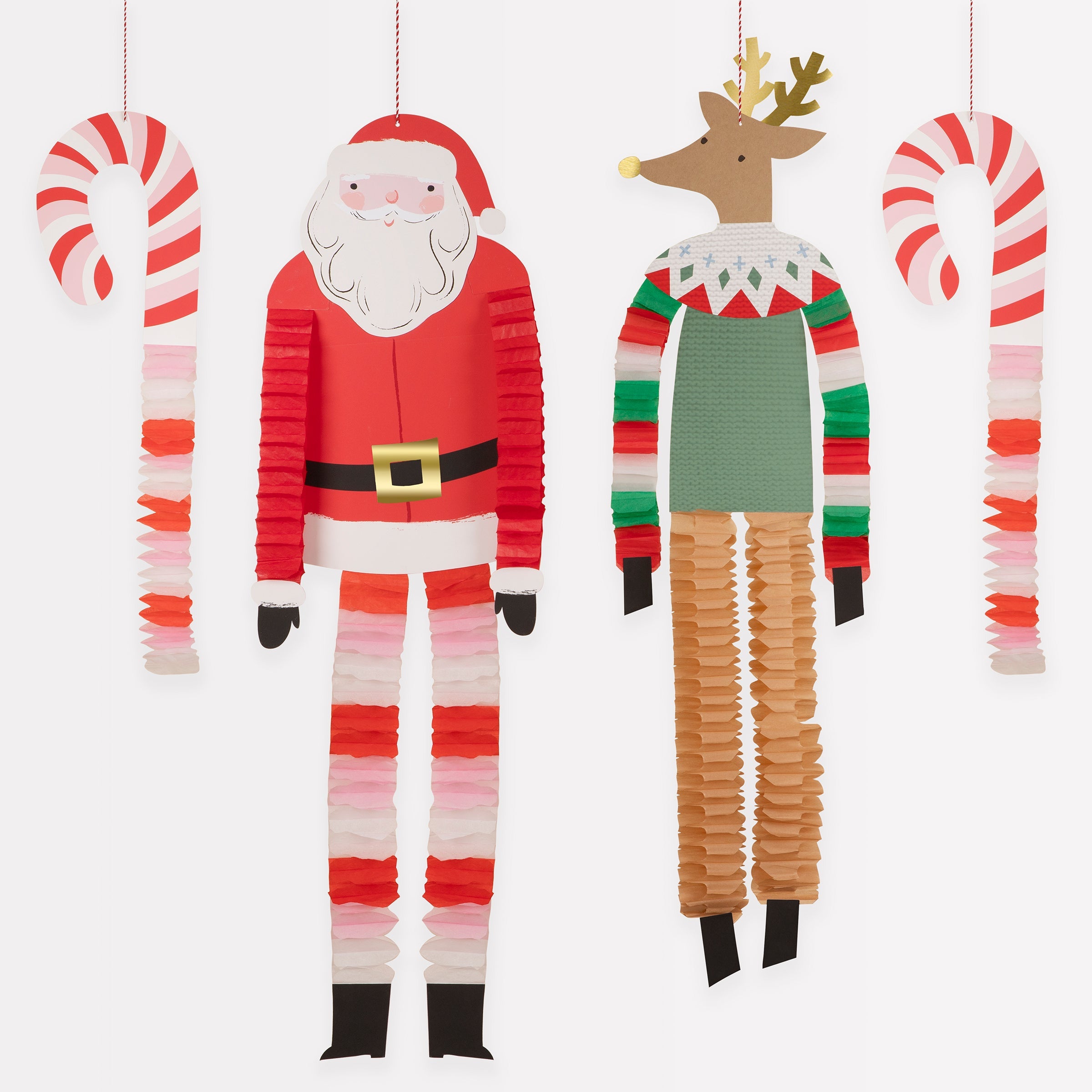 Adornos navideños Santa y Reno de piernas largas Meri Meri