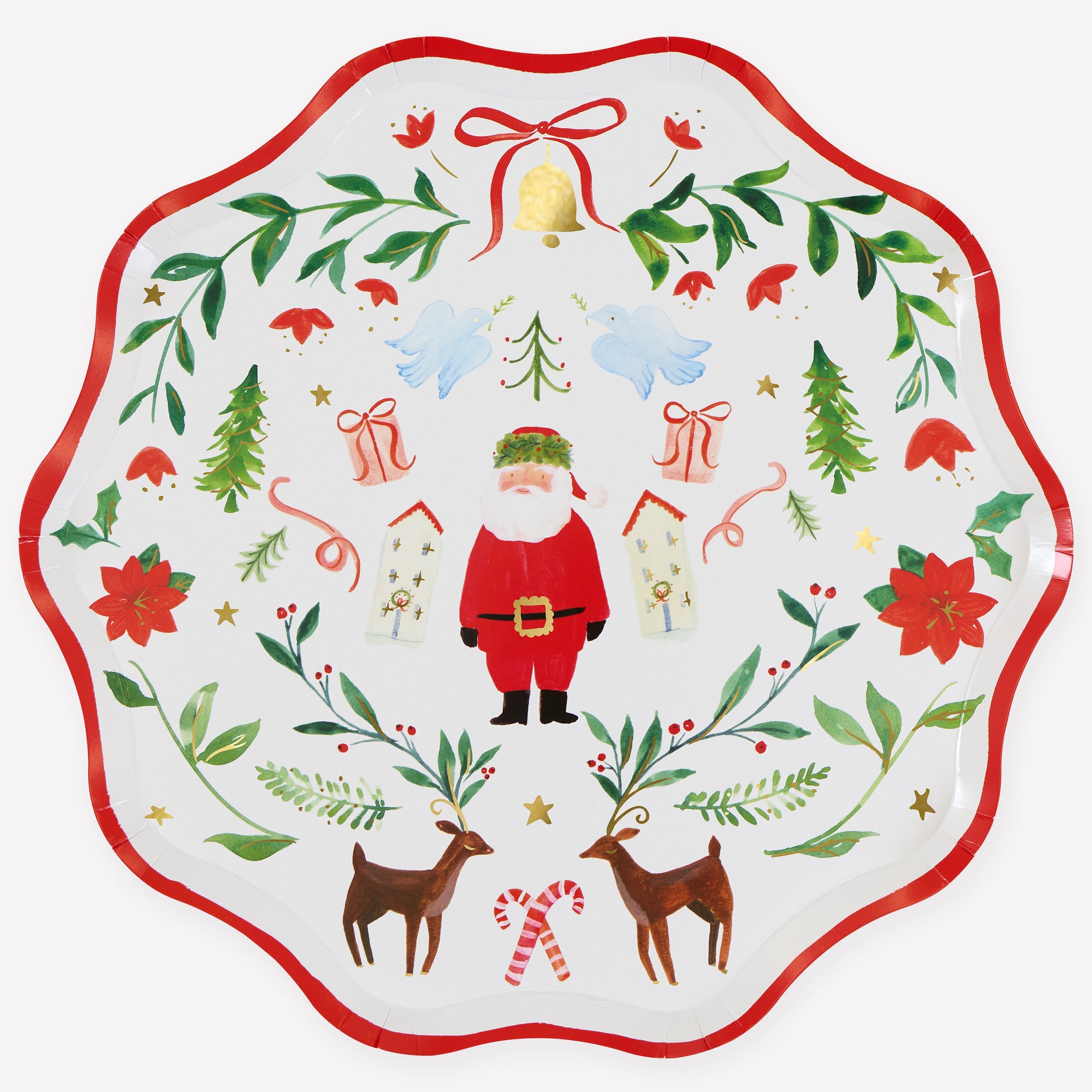Platos Navideños Santa y Follaje Meri Meri (8 piezas)