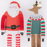 Long Legged Santa & Reindeer Decorations (x 4)