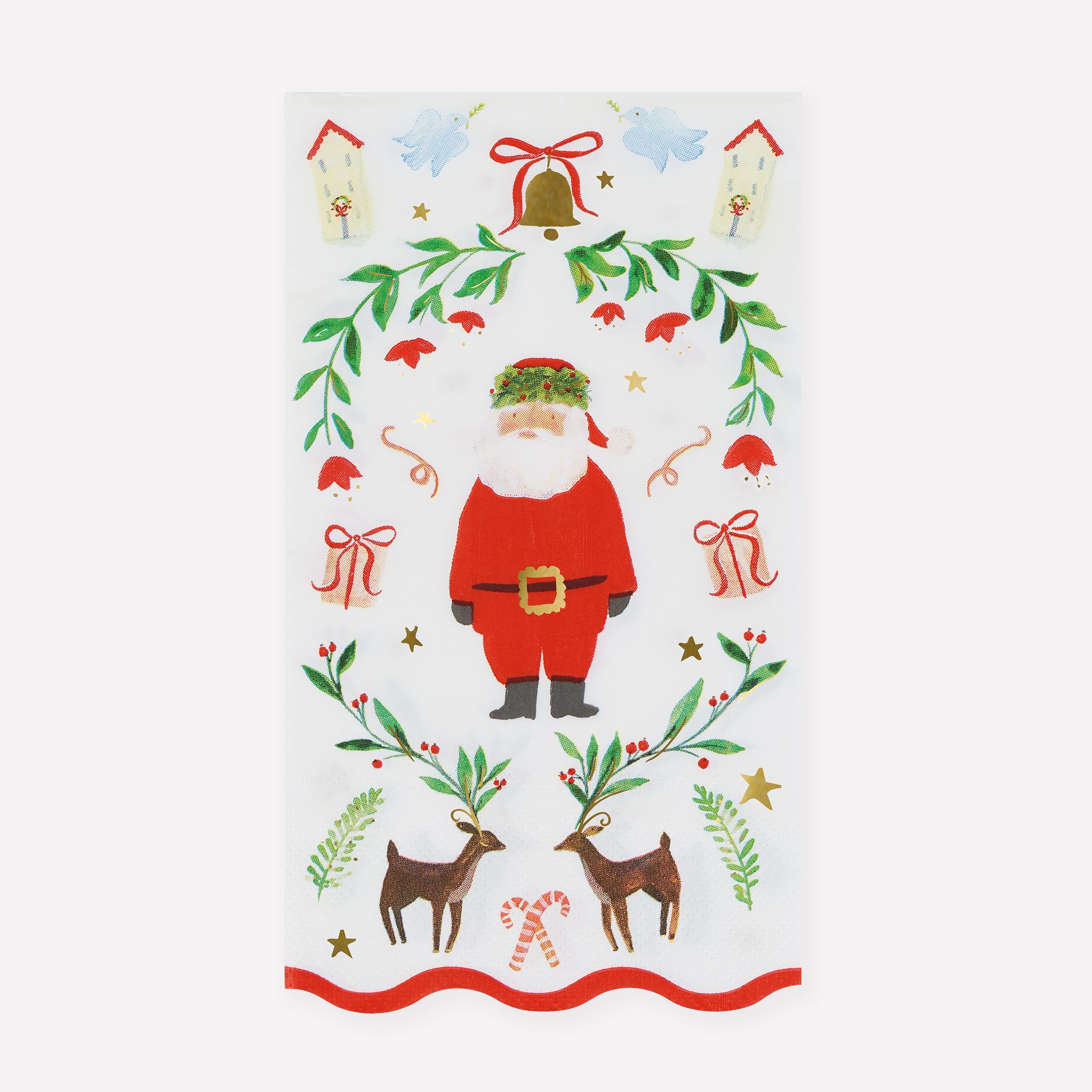Servilletas de invitados navideñas Santa y Follaje Meri Meri